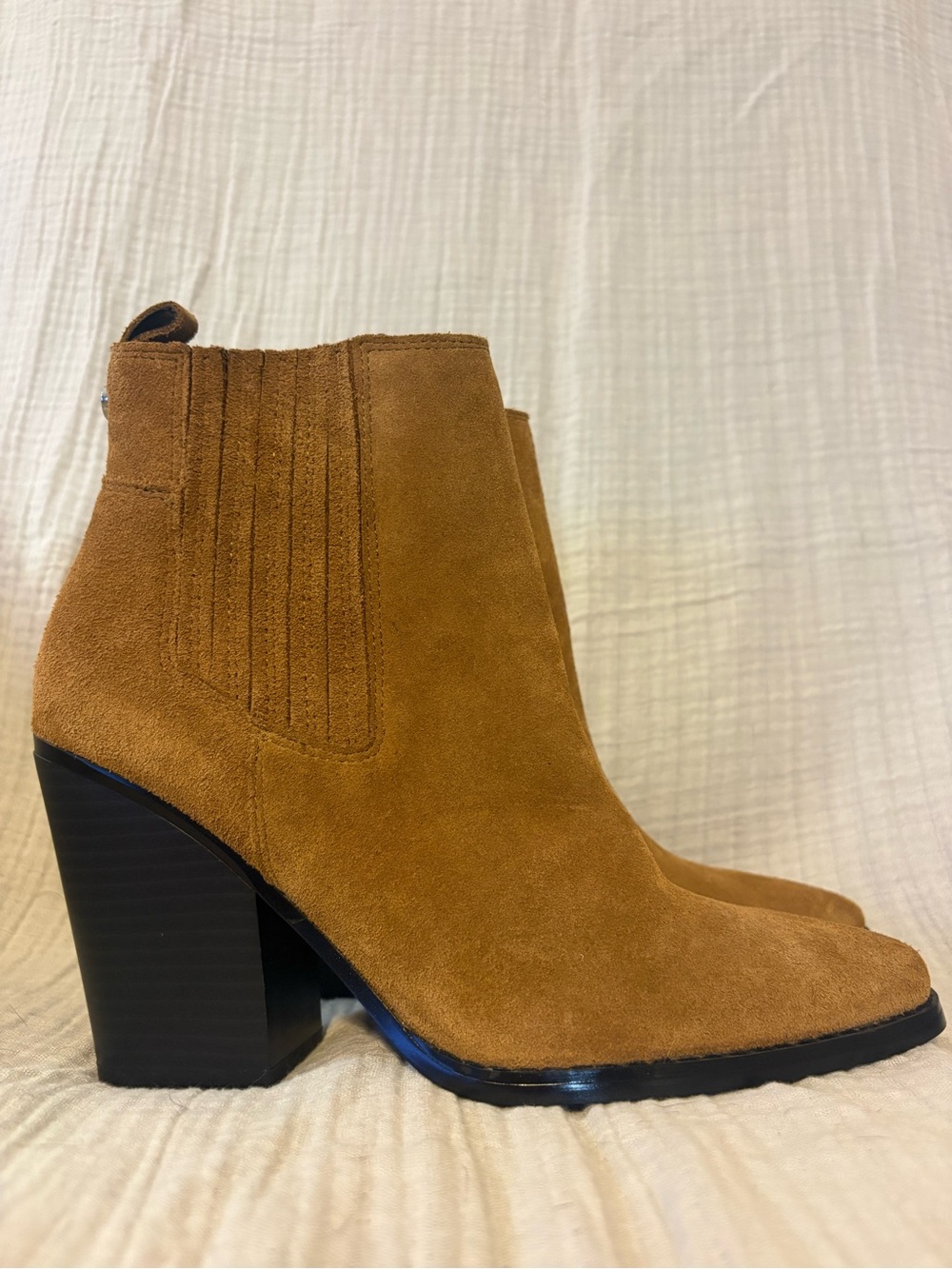 Kendall & Kylie Chestnut Suede Chelsea Block Heel Ankle Boots